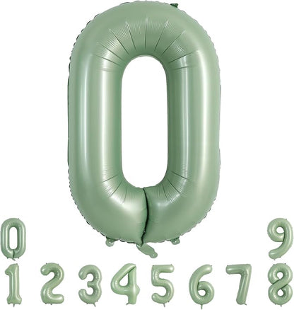 TONIFUL 40 Inch Sage Green Large Number 0 Balloon by TONIFUL