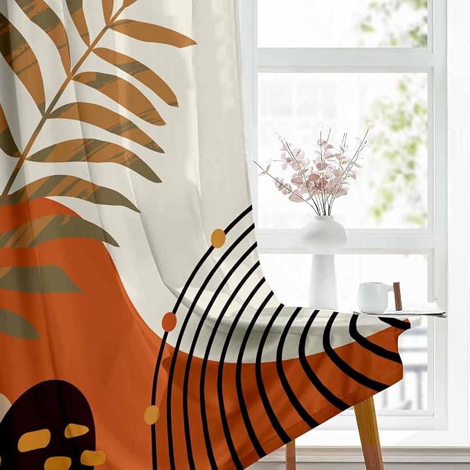 Colorful Boho Curtains Mid Century Modern Semi Sheer Curtains 52X96 Inch - Image 2