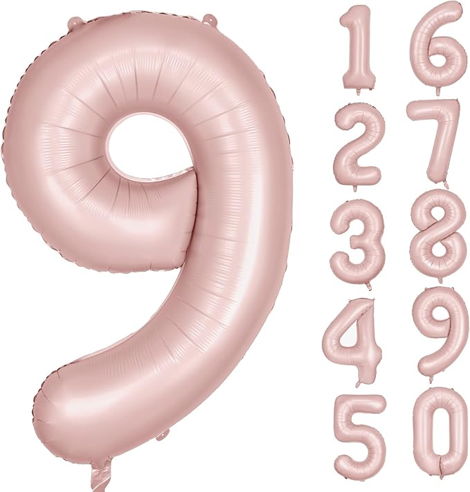 40 inch Pink Number Balloon Light Pink 9 Balloon Matte pink Number 9 Balloon by Yeodong