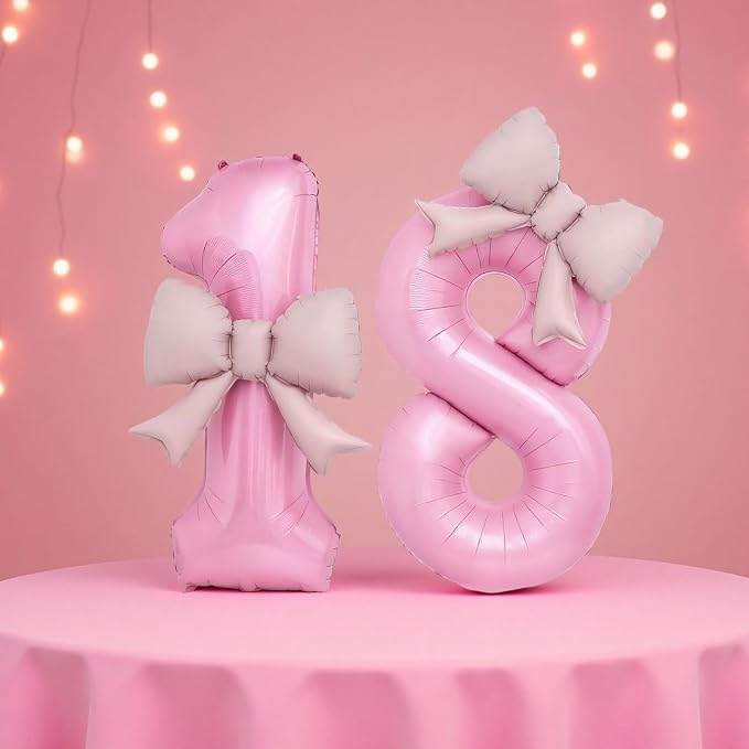 Bow Pink 9 Balloons, 40 Inch Giant Pink Bow Helium Foil Number 9 - Image 7