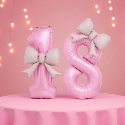 Bow Pink 9 Balloons, 40 Inch Giant Pink Bow Helium Foil Number 9 - Image 7