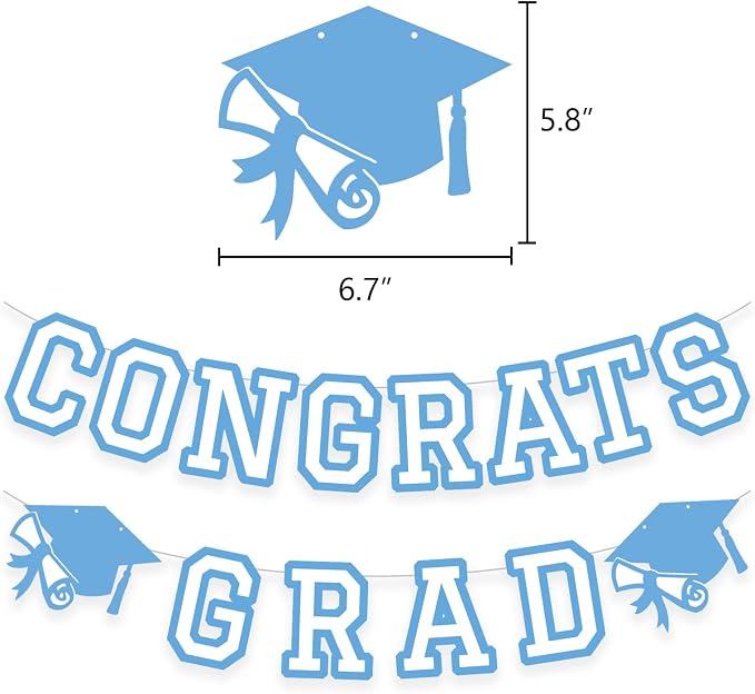 Congrats Grad Banner Graduation Party Banner Decoration Hanging Garland High - Image 2
