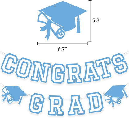 Congrats Grad Banner Graduation Party Banner Decoration Hanging Garland High - Image 2