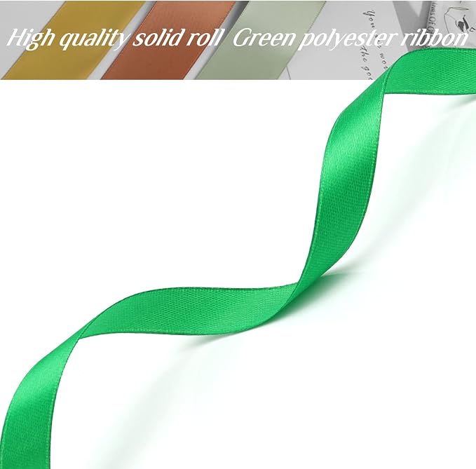 Nsilu 1/2 inch Green Ribbon for Gift Wrapping 50 Yards Perfect Wedding Party - Image 3