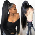 Hidden Strap Invisi Strap Straight 360 Glueless Wigs Human Hair Pre Plucked Pre Bleached Brazilian Virgin Wig With Drawstring 250 Density HD Full Lace Front Wigs Human Hair 16Inch