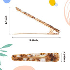 Cobahom 6 Pack 3.26 Inch Duckbill Hair Clips, Leopard Print Hair Pins Chic Tortoise Shell Hair Barrettes for Women and Girls (3 Beige + 3 Dark Brown)