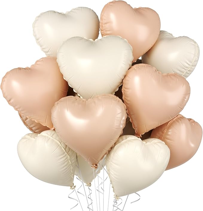 Cream Apricot Heart Balloons, 18 Inch Nude Neutral Balloons Helium by BIAPIAN
