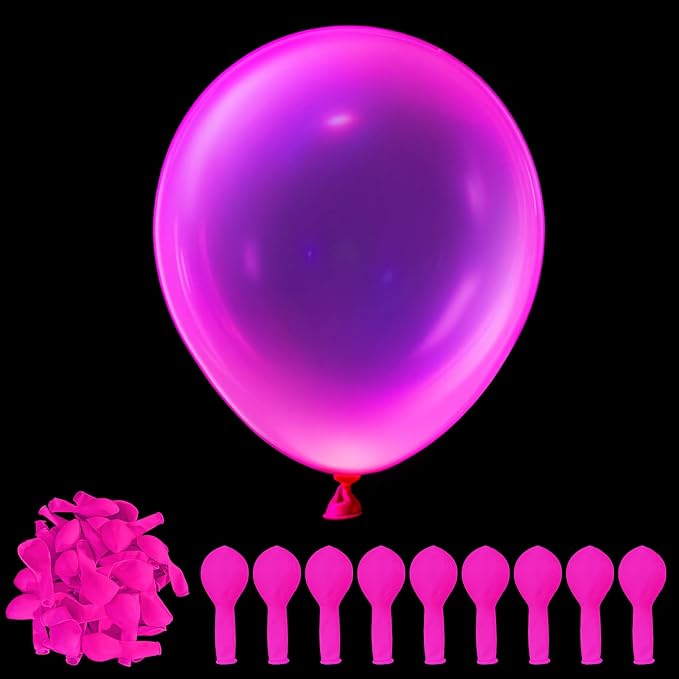 100 Pcs UV Neon Pink Balloons 12 inch Neon Party Supplies, Glow in the Dark by GYIPFIPA