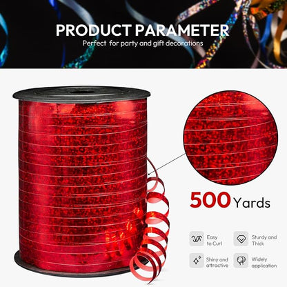 500 Yards Shiny Metallic Red Curling Ribbon - Image 2