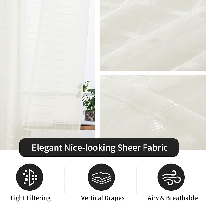 SpaceDresser Check Sheer Curtains 36 Inches Long - Image 5