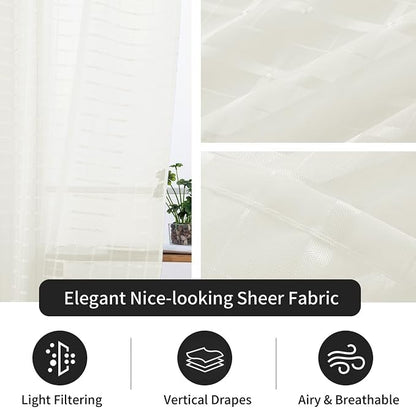 SpaceDresser Check Sheer Curtains 36 Inches Long - Image 5