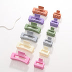 12 Pack Square Colorful Hair Clips, Big and Small Neutral Rectangle Claw Clips, Non-slip Matte Hair Clips for Women,Strong Hold jaw clip for Thick Thin Hair Silver Brown White Pink