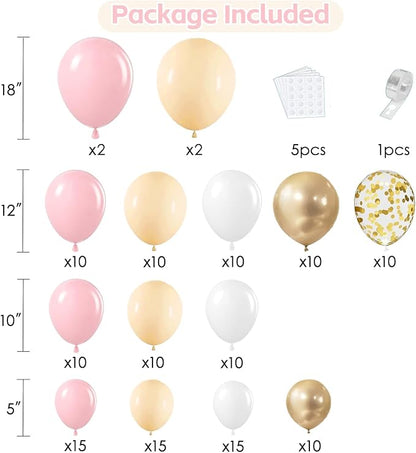 Pink and Gold Balloon Arch Kit, Nude White Confetti, Party Decor | Light Pink - Image 2