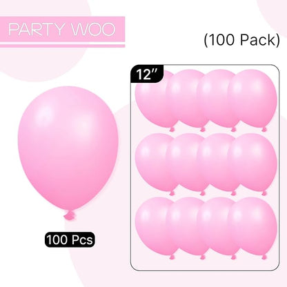 PartyWoo Pink Balloons 100pcs Matte Latex Helium Balloons 12 Inch | Girl Baby - Image 7
