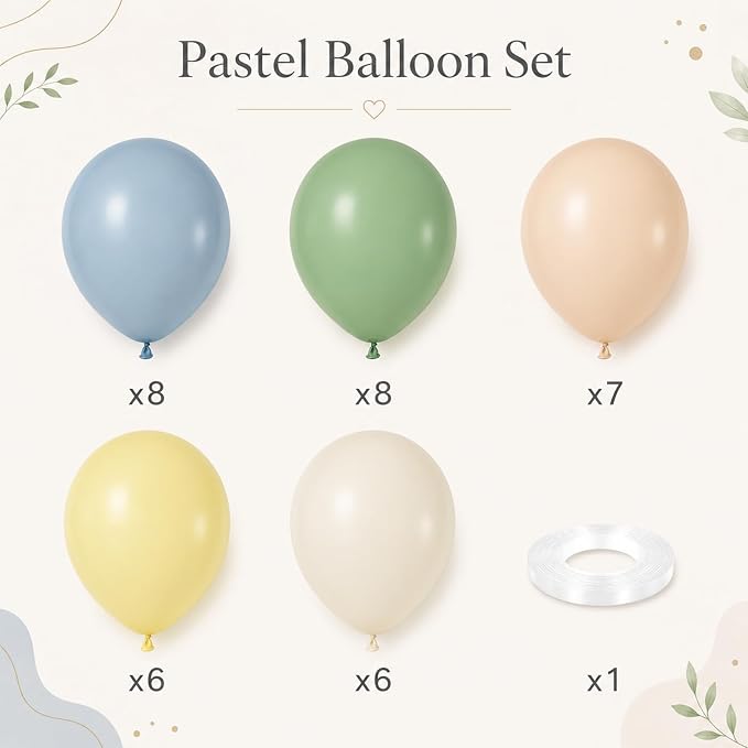 Sage Green Dusty Blue Yellow Balloon 12 Inch Double Stuffed Beige Slate Blue - Image 2
