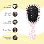 Mini Hair Brush,Cute Detangling Travel Hair Brush,Soft Bristles for Effortless Tangle Removal,Detangler Hairbrush for Women Men Boys Girls Kids Wet Dry All Hair Types (Pink Cow, Mini)