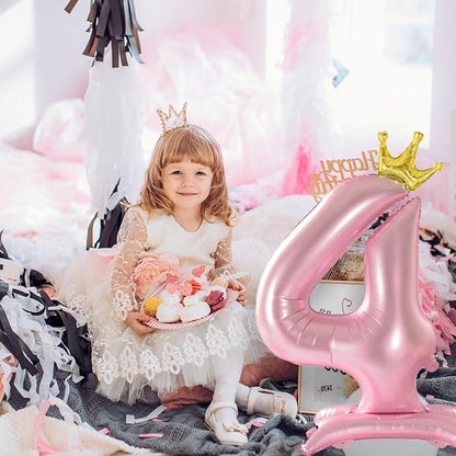 42 Inch Pink Foil Number 4 Balloon, 4th Pink Birthday Decorations | Giant - Image 3