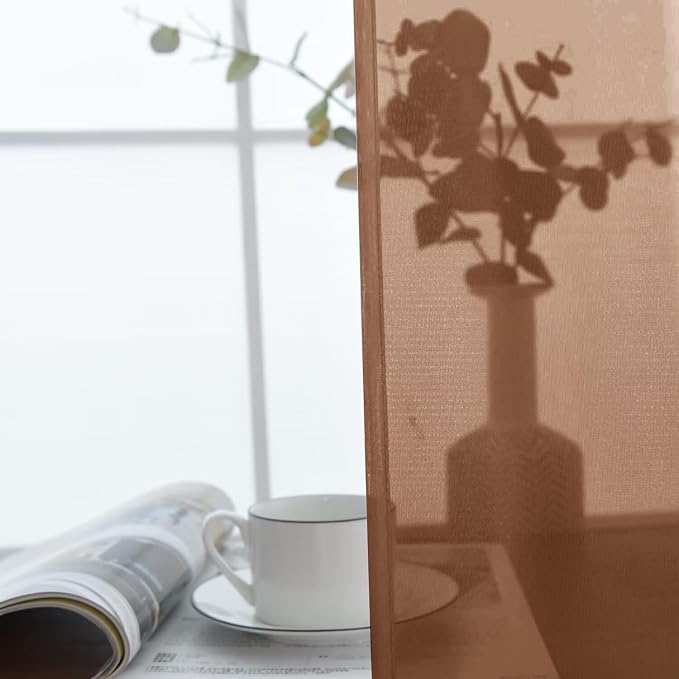 SpaceDresser Brown Sheer Curtains 4 Panels Rod Pocket Semi-Sheer Curtain 108 - Image 5
