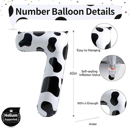 Number 7 Balloon for Boys, Giant Cow Print Self Inflating Number 0-9 for Girls - Image 2