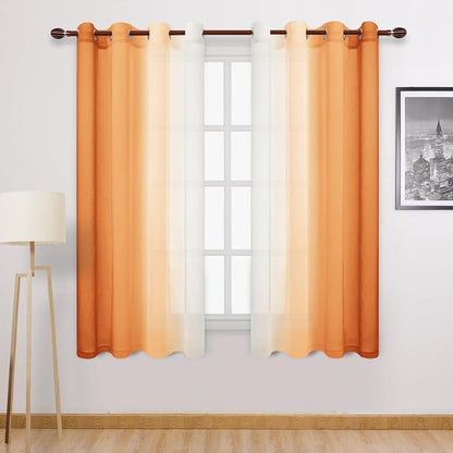 DWCN Autumn Faux Linen Ombre Sheer Curtains by DWCN