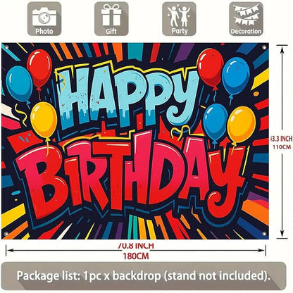 Happy Birthday Balloons Banner 71x43 Inch, Large Birthday Party Backdrop - Image 2