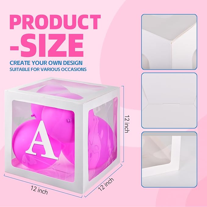 Baby Boxes for Baby Shower White Clear Balloon Box Blocks Gender Reveal - Image 3