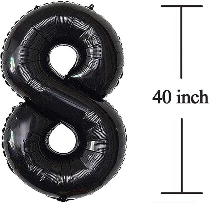 Jonhamwelbor 18 Number Balloons Black Foil Mylar - Image 3