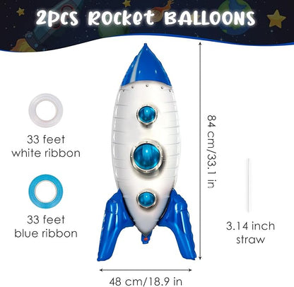 2 Pcs Large Blue Rocket Balloons - Image 2