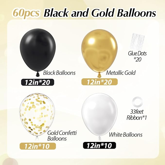 Black White and Gold balloons - Image 2