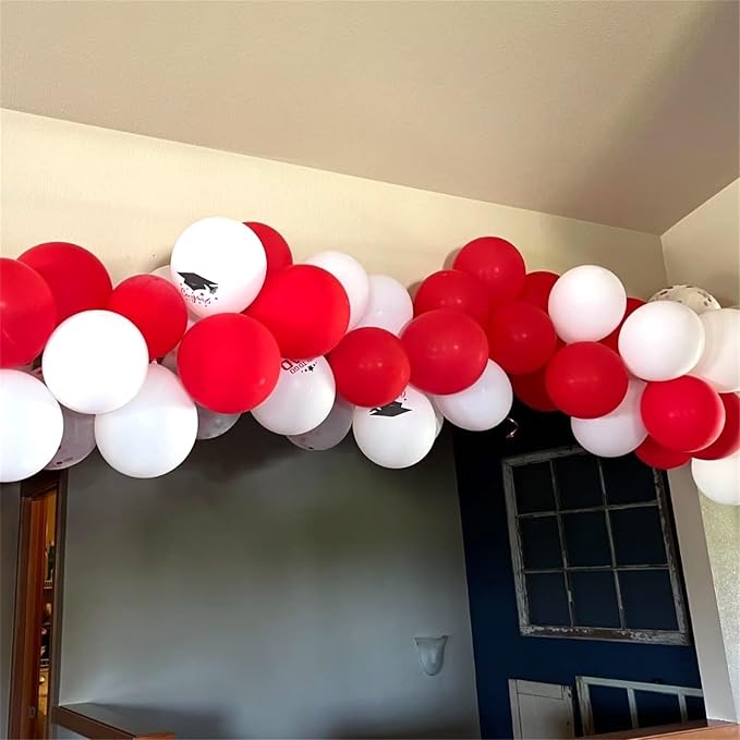 Red White Balloons Set, 35 Pack 12 Inch Red White Confetti Latex Party Helium - Image 5