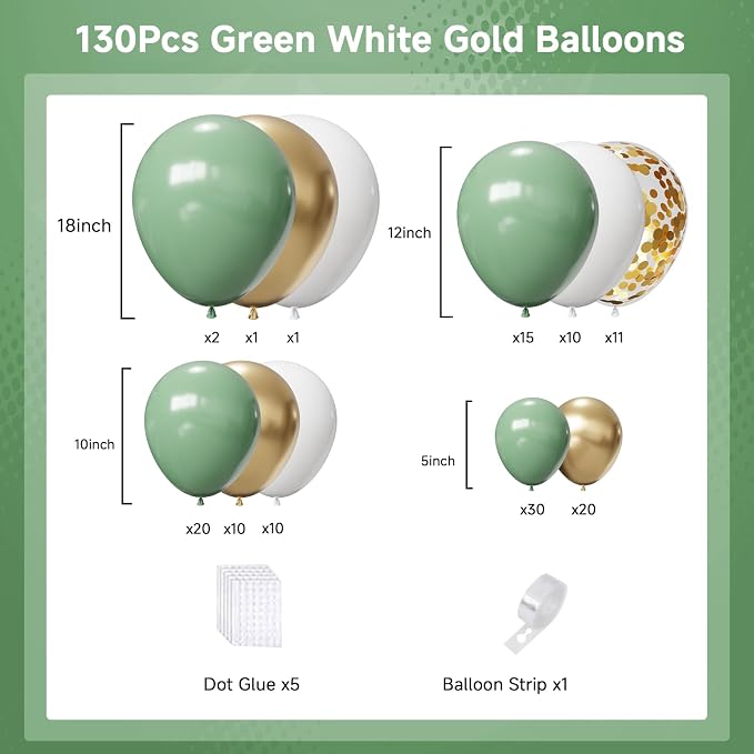 Sage Green Balloons Arch Kit - Image 3