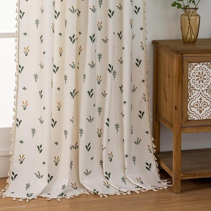F-CHU Floral Curtains for Living Room Bedroom Farmhouse French Country Linen - Image 4