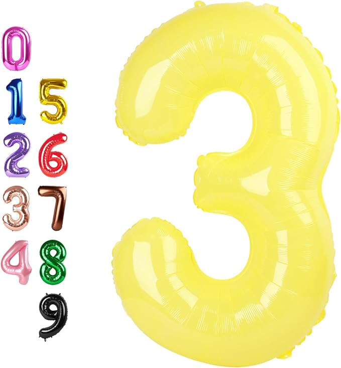 Number Balloons Yellow 3 Balloon 40 inch by Enyeopd
