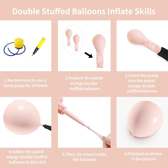 Pastel Orange Double Stuffed Balloons Different Size 115Pcs 5/10/12/18" Peach - Image 3