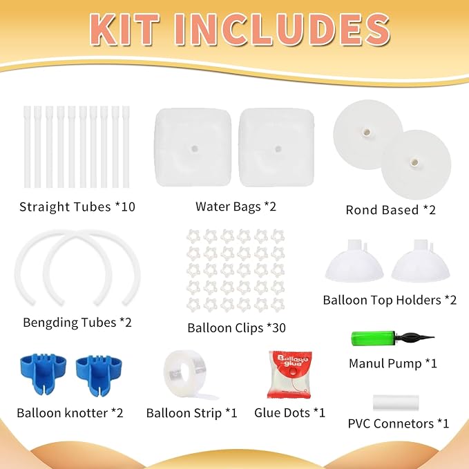 Bazen 2PK 8.2FT & 6FT Balloon Arch Stand White - Image 3