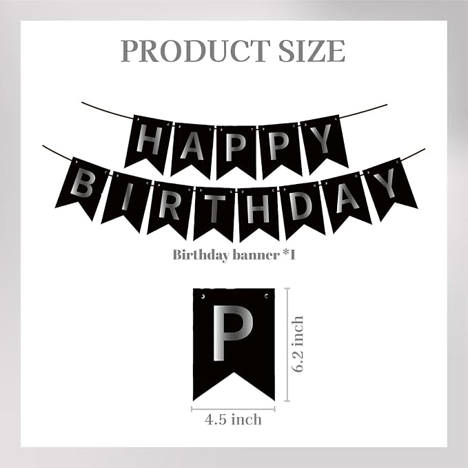 ZHENGYE Black Happy Birthday Banner - Image 2