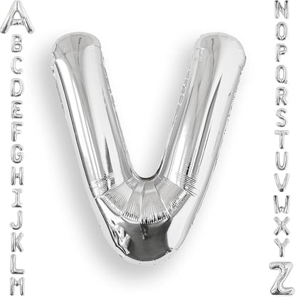 AULE 40 Inch Silver V Balloon Letter Foil A-Z Birthday Big Alphabet | Birthday by AULE