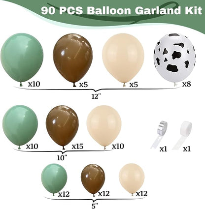 Green and Brown Balloon Arch Garland Kit, Cow Print Balloon Arch Kit Western - Image 2