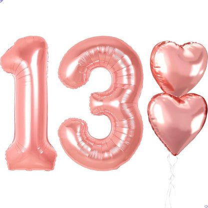 Rose Gold 13th Birthday Decorations, 40 inch Large 13 Balloon Numbers by Unknown