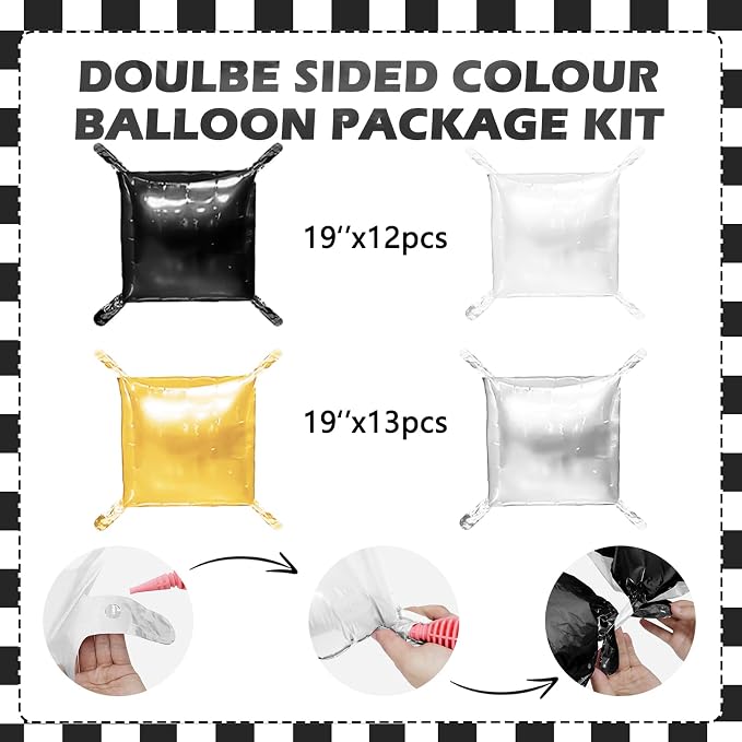 Black and Silver Balloons Wall Tunnel Backdrop Double Sided Chrome Silver - Image 2