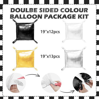 Black and Silver Balloons Wall Tunnel Backdrop Double Sided Chrome Silver - Image 2