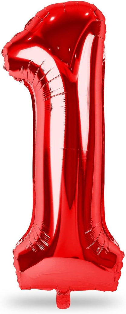 Red Number 1 Balloons, 40 Inch Large Foil Number Balloons Set 0-9 by Lingqiang
