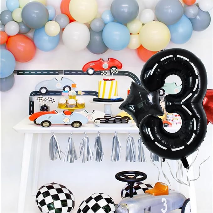 TONIFUL 40 Inch Race Car 3rd Birthday Balloons - Image 5