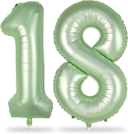 18th Birthday Balloons Sage Green by Lingqiang