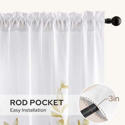 HOMEIDEAS Non-See-Through Gold and White Privacy Sheer Curtains 52 X 84 Inch - Image 5