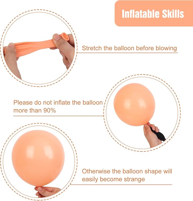 RUBFAC Peach Balloon Arch Kit Different Sizes Pastel Orange Balloons 129pcs | - Image 4