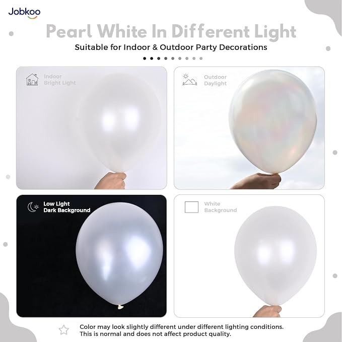 Jobkoo Pearl White Balloons 12 Inch 50Pcs Wedding Bridal Engagement Balloon | - Image 3