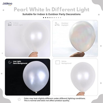 Jobkoo Pearl White Balloons 12 Inch 50Pcs Wedding Bridal Engagement Balloon | - Image 3