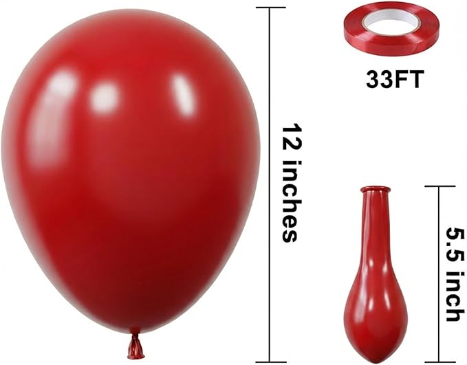 KBZVNAF Burgundy Latex Party Balloons 50 Pack 12 inch | Dark Red Helium Matte - Image 2