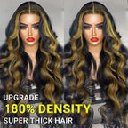 Ombre 13x6 Body Wave Human Hair Lace Front Wigs 24inch 200% Density HD Transparent Lace Frontal Wigs Human Hair Pre Plucked Bleached Knots Human Hair for Women with 1b/27 Color Baby Hair
